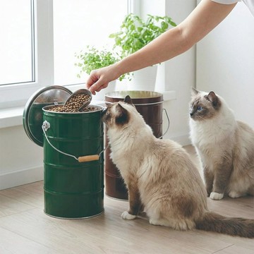 手工製雜糧飼料收納桶 10kg 象牙色