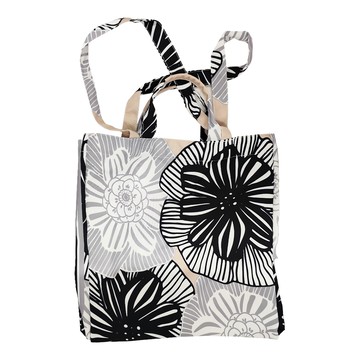 Zappgirlbrabra 泰國手提側背包 輕巧時尚花卉 購物休閒必備  50 x 35 x 18cm  灰色 + 白色 + 黑色
