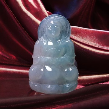 冰種翡翠精雕觀音菩薩 | 天然緬甸玉翡翠A貨 | 送禮