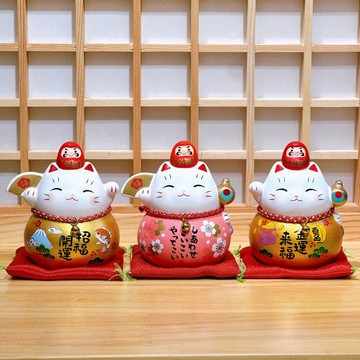 【櫻緣萬來】日本耀彩必勝達摩招財貓 小號