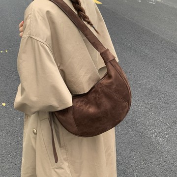 通勤腋下餃子包2025秋冬新款高級感小衆睿營復古麂皮絨單肩斜挎包