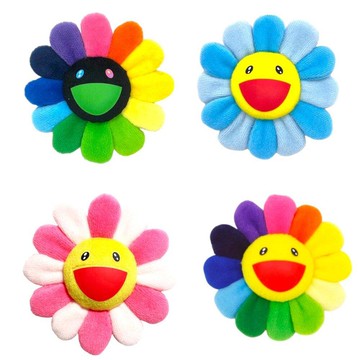 村上隆小花吊飾 粉藍黑彩原彩 小花 別針 吊飾 彩虹花 日本