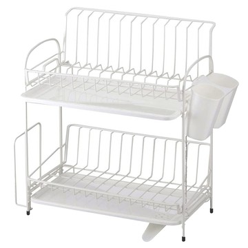 Blance 雙層瀝水籃 RG-0237 附筷子筒砧板架  白色  約385 x 230 x 390mm