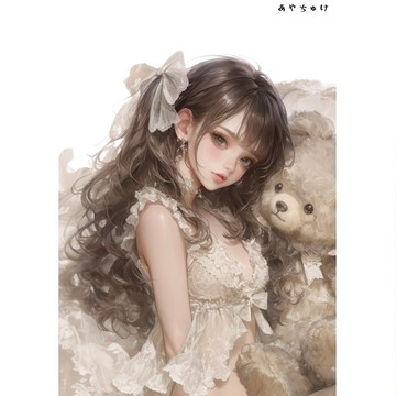 【3 月新品 2】07-095-0040 人物貼紙 動物與少女蕾絲