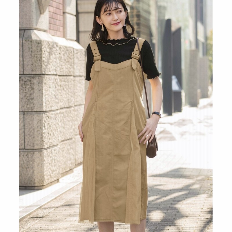 ニッセン プチプラのあや チュール使い配色ステッチジャンパースカート ジャンスカ Skirts 通販 Lineポイント最大get Lineショッピング