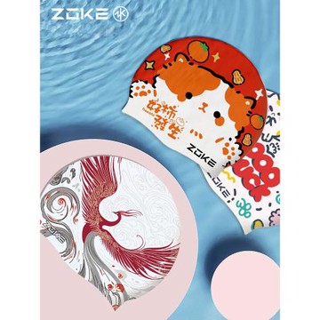 zoke洲克兒童硅膠泳帽女童長發變形金剛可愛卡通防水游泳帽子男童