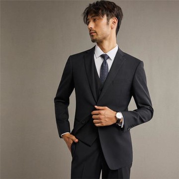 吉約蒙西服套裝男商務西裝外套黑色修身正裝上衣伴郎新郎結婚禮服