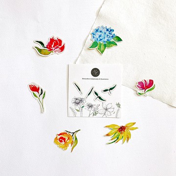 Mstandforc 水彩花葉貼紙 一組10張