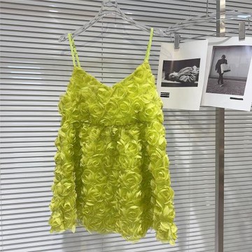 【現貨】2025夏季新款甜美度假風雪紡立體花收腰小吊帶裙小背心女