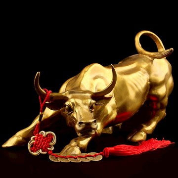 銅牛擺件黃銅生肖牛銅牛大號牛家居風水擺件辦公室客廳擺飾
