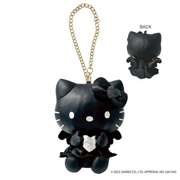 SANRIO 三麗鷗 HELLO KITTY 銀黑 黑天使造型吊飾 鍊條 皮面吊飾 /預購