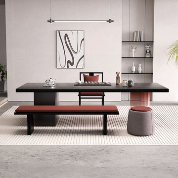 免運附發票 超低價 工廠直銷 侘寂風實木茶桌椅組合家用現代簡約泡茶臺碳化黑色茶幾辦公室禪意 出貨快CH71030