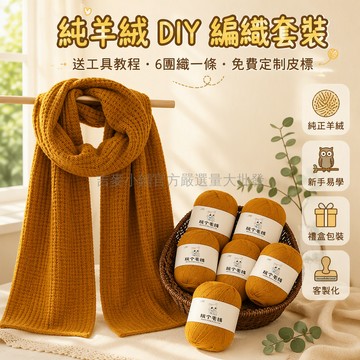 台灣出貨 羊絨線 6團6兩禮盒裝 編織工具教程 貼身保暖圍巾 DIY手工編織材料包 送禮首選 免費定制皮標