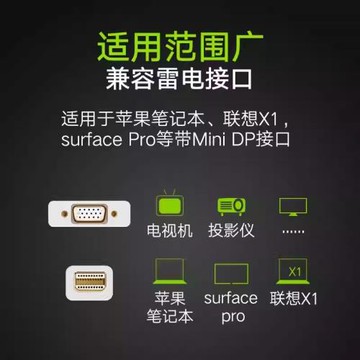 綠聯 minidp轉vga轉換器頭筆記本投影儀連接線高清顯示器迷你接口