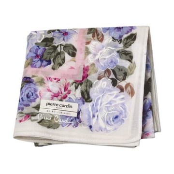 Pierre Cardin 紫玫瑰印花字母LOGO帕巾(43CM)