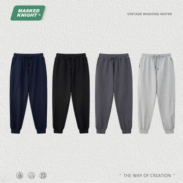 秋冬新款衛褲子男士休閑加絨保暖寬松長褲帶絨外穿束腳防寒棉褲