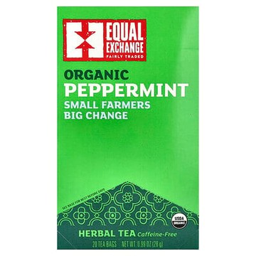 Equal Exchange, 草本茶，有機薄荷，無咖啡萃取，20 茶包，0.99 盎司（28 克）