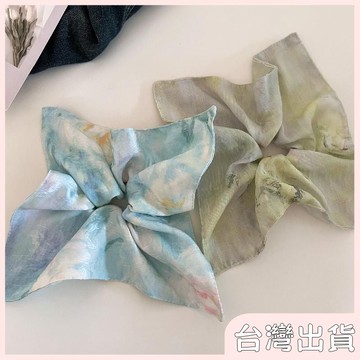 ✨臺灣出貨✨【飾飾如意】新中式國風復古暈染方巾髮圈高級感氣質頭繩溫柔百搭發繩髮飾少女