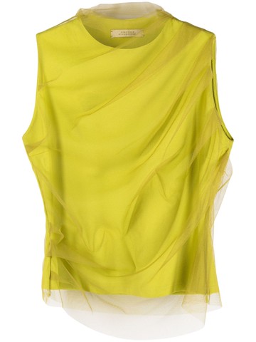 Dorothee Schumacher - gathered tulle-detail top - women - Spandex/Elastane/Polyamide/Viscose/Polyester - 3 - Green