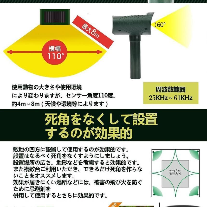 遠方にアニマール LED強力フラッシュ 超音波 猫よけ 動物撃退器 害獣撃退 ソーラー式 グッズ 糞被害 野良犬 鳥害 ENPONIANIMAL