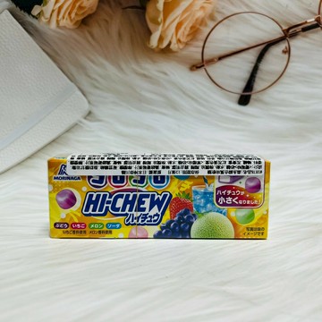 日本 Morinaga 森永 嗨啾 綜合水果風味軟糖 葡萄 草莓 哈密瓜 蘇打