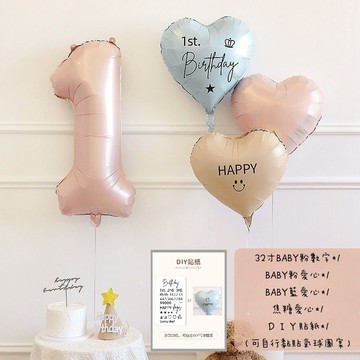 32寸✦數字氣球 BABY粉 ✦ 藍 嬰兒粉數字氣球 生日氣球 數字氣球 生日套組 生日佈置 佈置生日 愛心氣球 數字