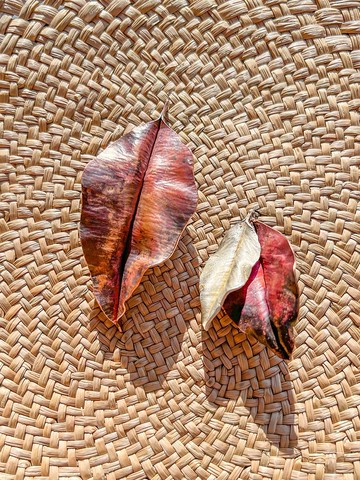 【客製化禮物】純銀 紅銅 枯葉耳鉤