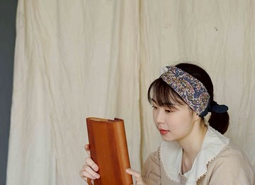 日式配布兩用雙頭交叉打結髮帶-鄉村小路-灰