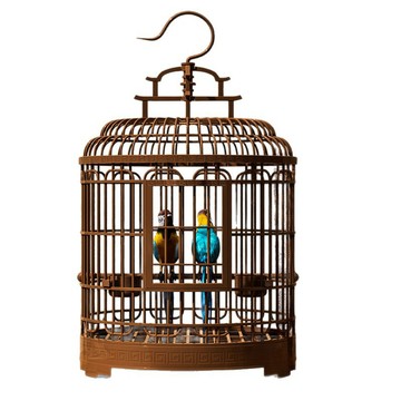 籠具/外出籠 【伊達】防生鏽輕量鳥籠 大號圓形文鳥鸚鵡籠 手提懸掛復古鳥舍  復古塑膠圓鳥籠