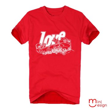 Minidesign-歐式復古手繪LOVE潮流設計短T 五色