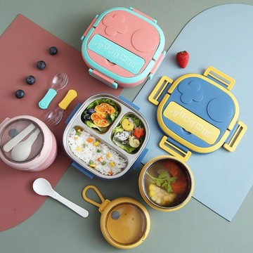 ✨MIMI 🎗【不鏽鋼兒童餐具】✨不鏽鋼 兒童餐具 保溫 輔食碗飯盒 飯盒套裝