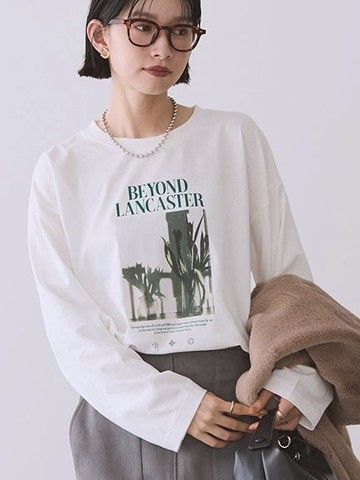 印花照片圖案休閒落肩T恤(0H000927100) - AMERICAN HOLIC