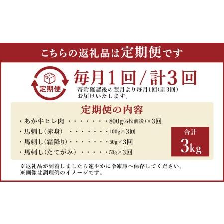 ふるさと納税 あか牛ヒレ肉800g(6枚前後)・馬刺し200g(赤身100g、霜降り50g、たてがみ50g)セット 熊本県宇城市