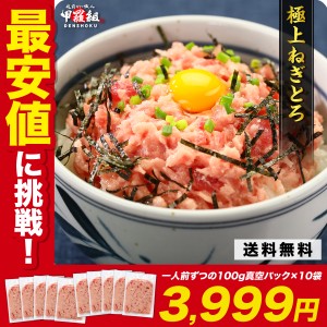 個包装で使い易い♪天然まぐろ使用！とろける極上ねぎとろ1kg（一人前100g×10袋入り） ギフト 食品 グルメ 海