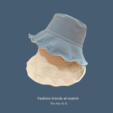 漁夫帽遮阳防晒双面素色渔夫帽女  韩版百搭大沿遮脸日系时尚太阳帽子【淘夢屋】