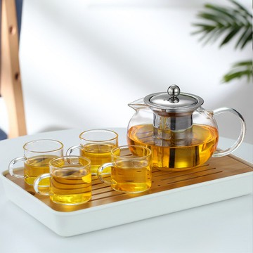 玻璃茶壺泡茶壺茶杯耐高溫家用加厚泡茶器套裝茶水分離可加熱茶具