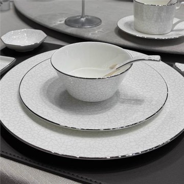 NIYA尼雅家居商用酒店餐廳會所有條不絮骨瓷餐具套裝擺臺和菜盤