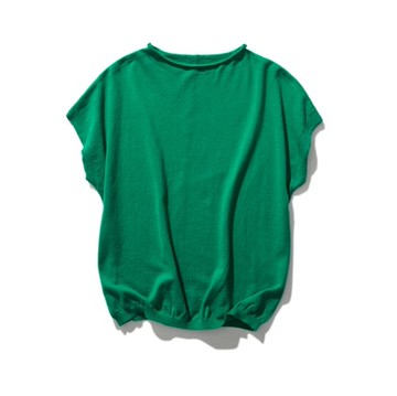 隨性穿搭，卻能展現時髦感的夏日針織衫．薄款．100%純棉．鮮豔綠色．230602-5