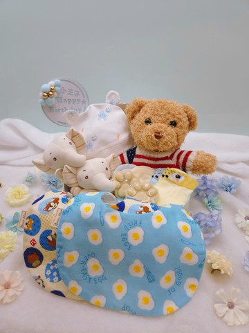 柴柴荷包蛋搖籃滿月禮/彌月禮盒/生日/新生兒/送禮/口水巾