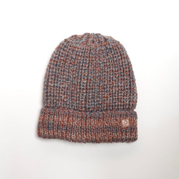 /戶外/咖橘藍翻邊帽細軟美麗諾羊毛帽/純羊毛線手工編織無襯堆堆