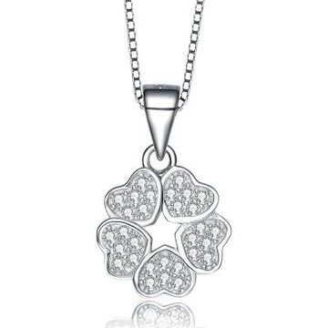 925純銀項鍊 鑲鑽吊墜-甜美愛心花造型情人節生日禮物女飾品73gu44【獨家進口】【米蘭精品】