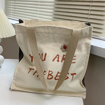 ins帆布包女2024新款日系原宿大學生帆布袋單肩上課書包布袋包潮