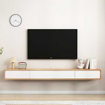懸空壁掛式電視柜簡易客廳極簡上墻原木風小戶型懸浮掛/電視櫃/懸浮櫃/儲物櫃/收納櫃/置物櫃/掛壁櫃