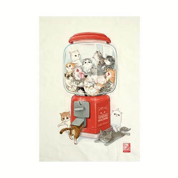 藝術面料 帆布面料 Printed Dozen Cat Gachapon Frameless
