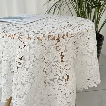 白色鏤空桌布法式田園風刺繡餐桌布茶幾柜防塵沙發蓋布巾樹葉布料