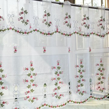 特價陽臺裝飾窗簾成品窗紗外貿布藝小紗簾短窗半簾透光飄窗短簾