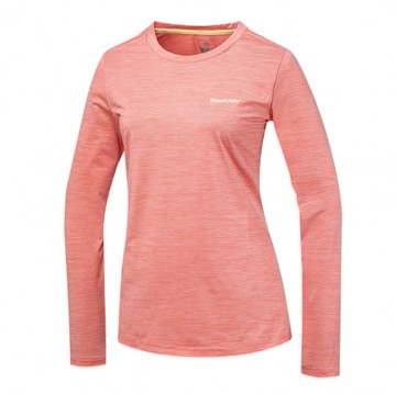【【蘋果戶外】】山林 51P10 50 粉橘 女 膠原蛋白圓領長袖排汗衣 抗UV 吸濕排汗 透氣 快乾 輕量 春夏 Mountneer