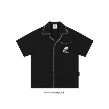 From Mars 規律一天 夏季ins時尚情侶寬松創意設計感短袖襯衫休閑