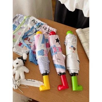 折疊雨傘靴子手柄晴雨兩用雨傘高顏值太陽傘防曬防紫外線遮陽傘女