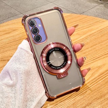 三星A54手機殼新款氣囊防摔Galaxy高級感透明保護套Samsung車載磁吸支架5G簡約時尚電鍍個性創意鏡頭全適用于